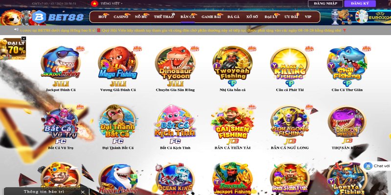 Sảnh bắn cá Bet88 khiến tân thủ choáng ngợp